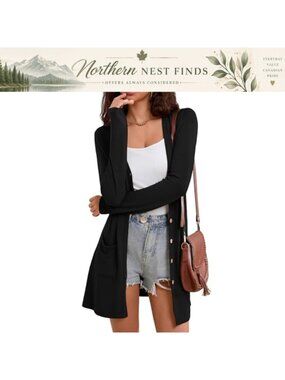 Womens Cardigan Sweater Button Down Open Front Lightweight Long Sleeve